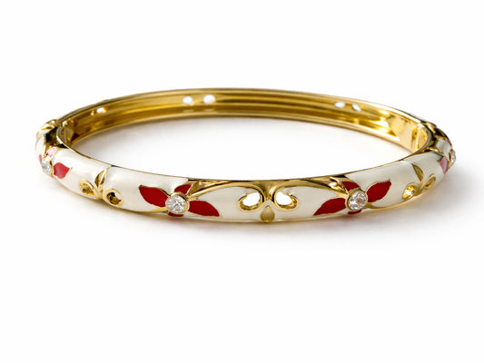 Ruby Petal Enamel Bangle (Pack of 1)