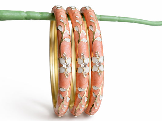Peach Blossom Enamel Bangle (Pack of 1)