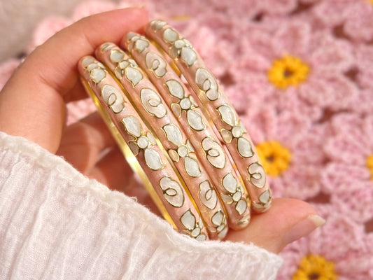 Blush Pearl Enamel Bangle (Pack of 1)