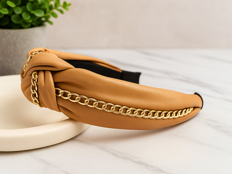 Chain Reaction Hair Band - Light Brown