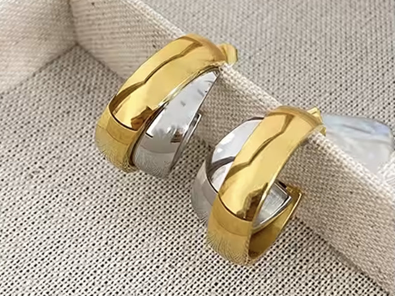 Intersect Double Toned Hoops