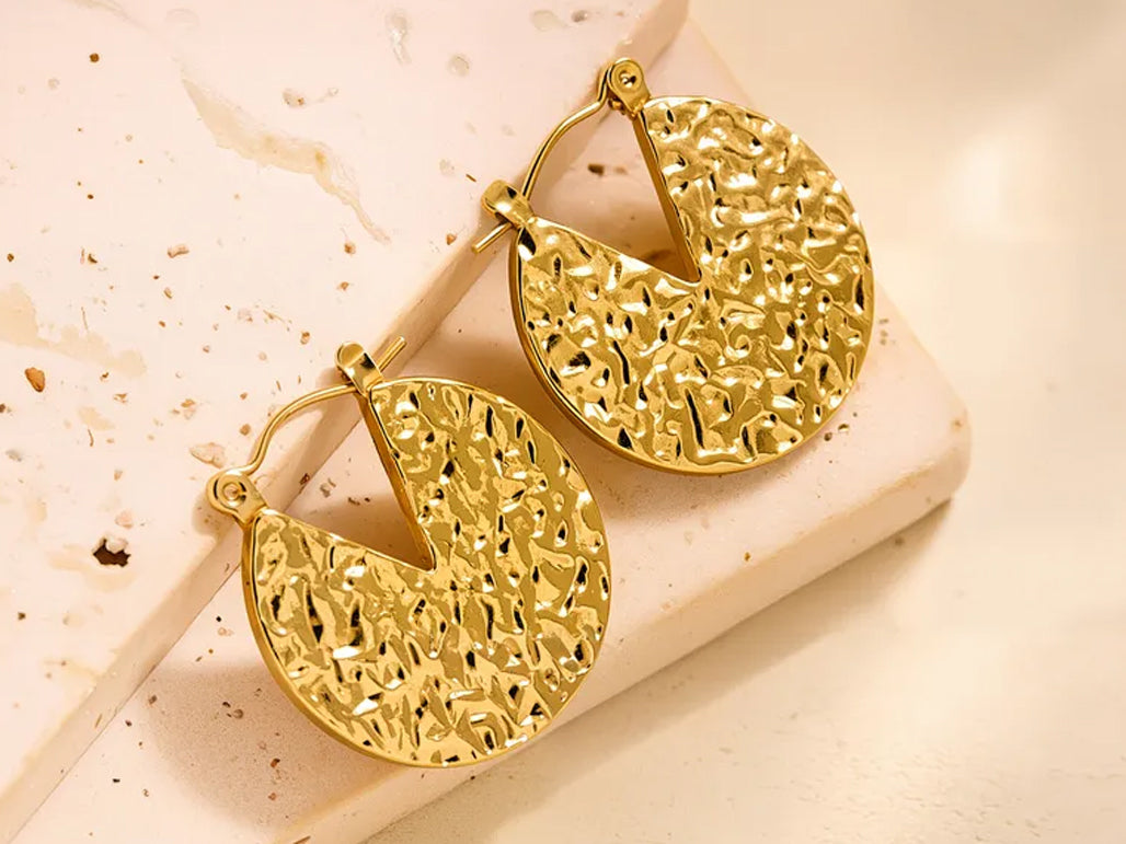 Hammered Gold Hoops