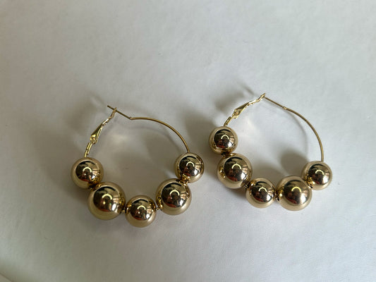 Golden Sphere Hoops