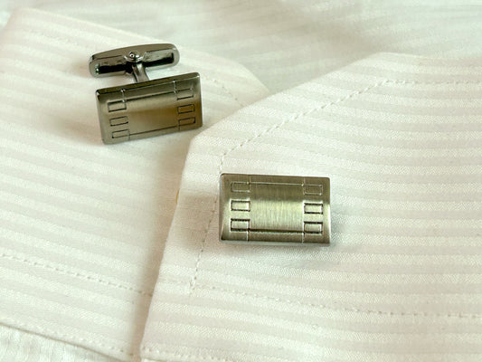 Men’s Rectangular Grid Pattern Cufflinks