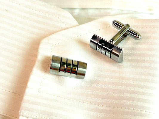 Men’s Cylindrical Stripe Cufflinks