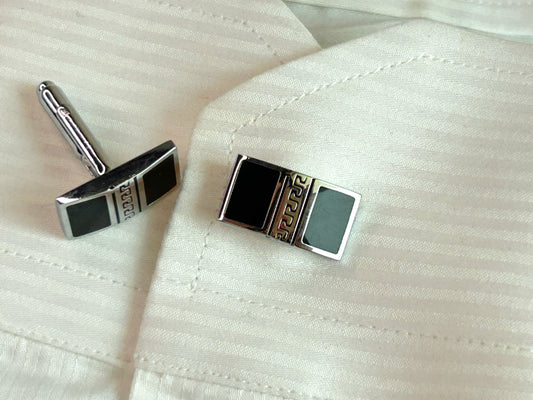 Men’s Dual Square Greek Key Cufflinks