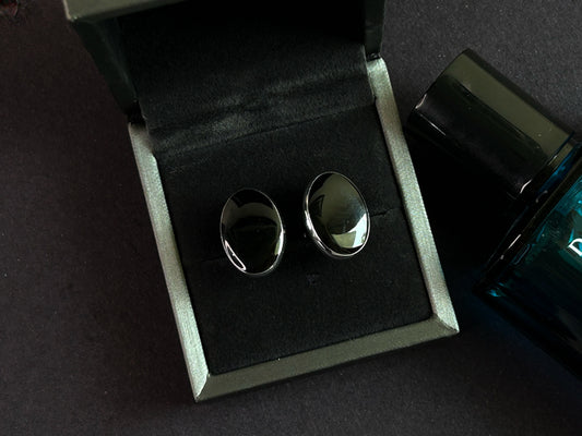 Men’s Black Oval Gloss Cufflinks