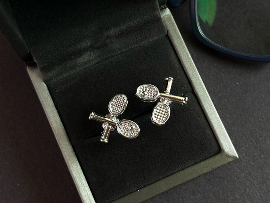 Men’s Silver Tennis Racket Cufflinks
