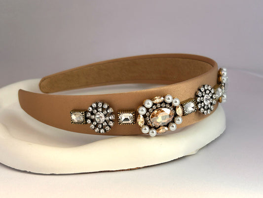 Vintage Glimmer Pearl Band - Brown