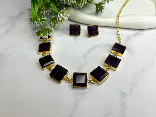 Trina Glossy Square Necklace Set