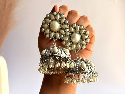 Mukta - Lightweight Oxidised Jhumka