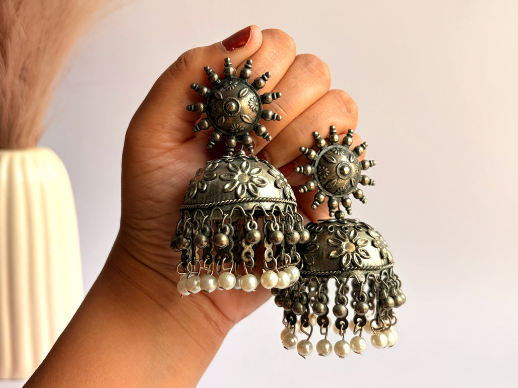 Taara - Lightweight Oxidised Jhumka