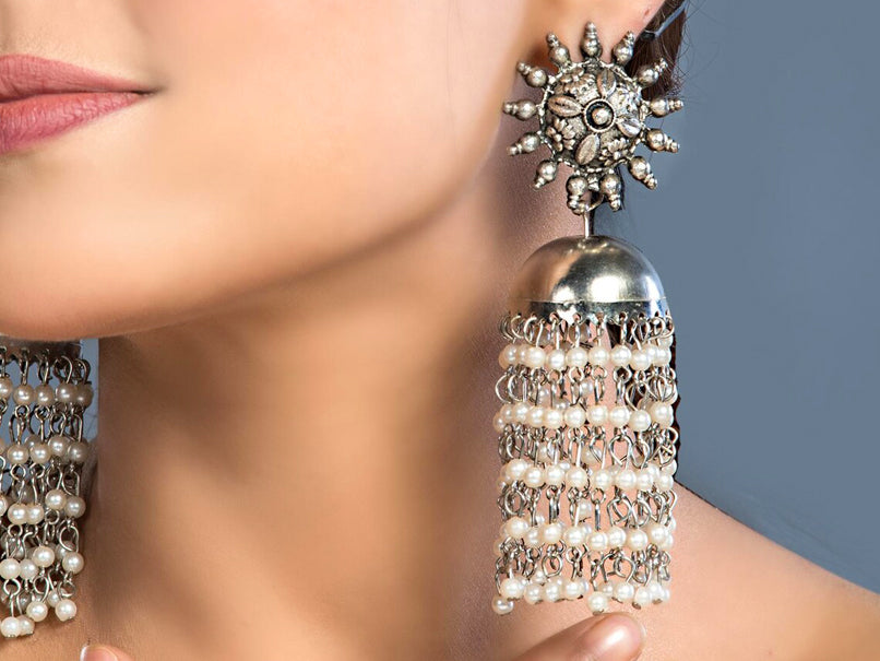 Chandra - Lightweight Oxidised Jhumka