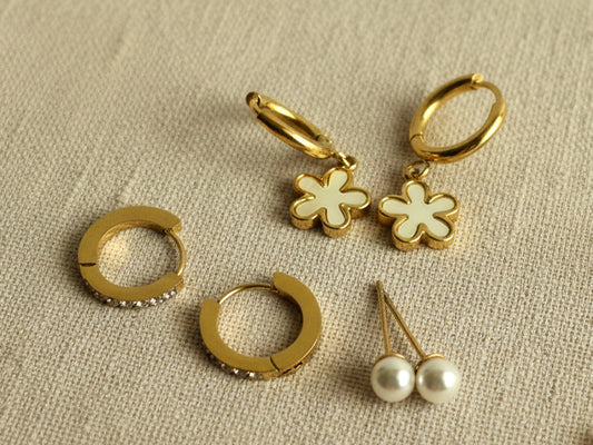Petal Pearl Set of 3 Earrings