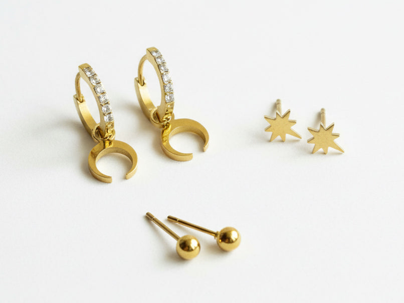 Star & Moon Set of 3 Earrings