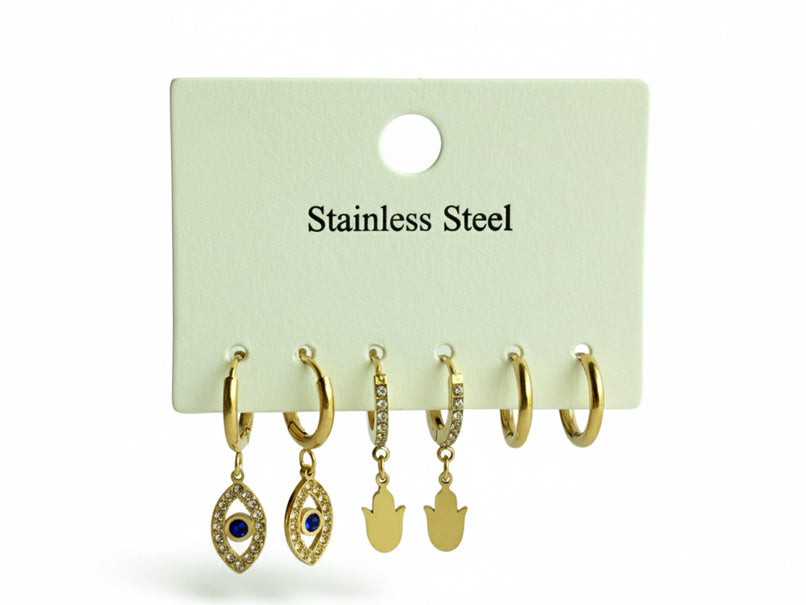 Evil Eye Set of 3 Earrings