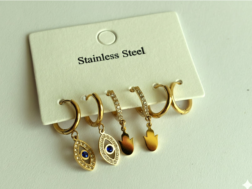 Evil Eye Set of 3 Earrings