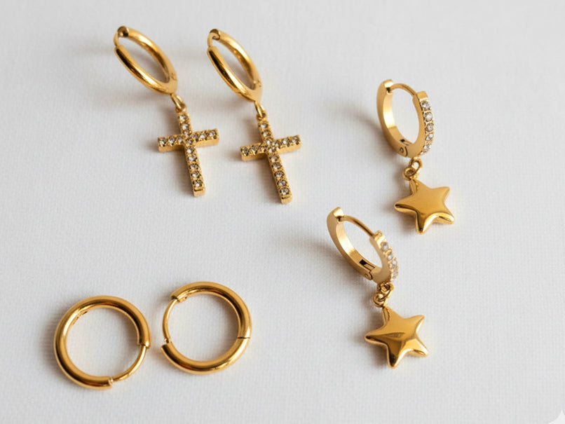 Cross & Star Set of 3 Earrings