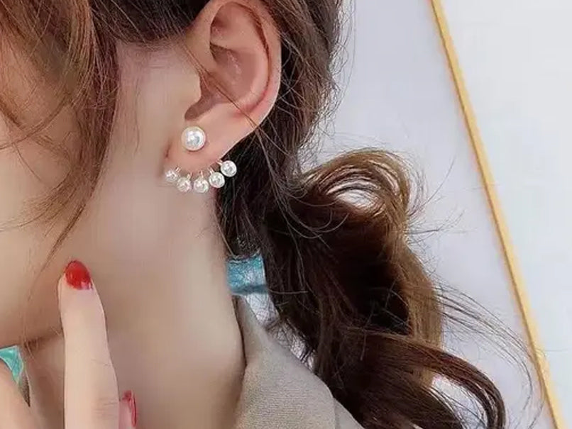 Golden Faux Pearl Studs