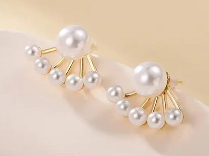 Golden Faux Pearl Studs