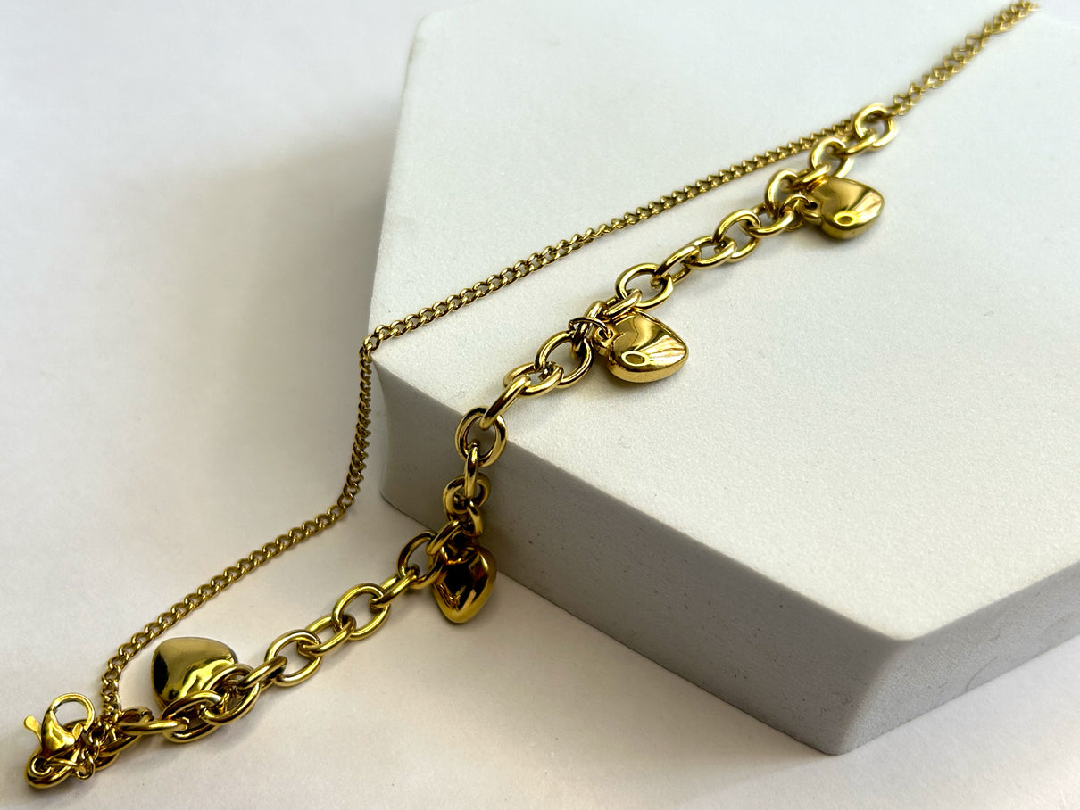 Golden Heart Charm Bracelet