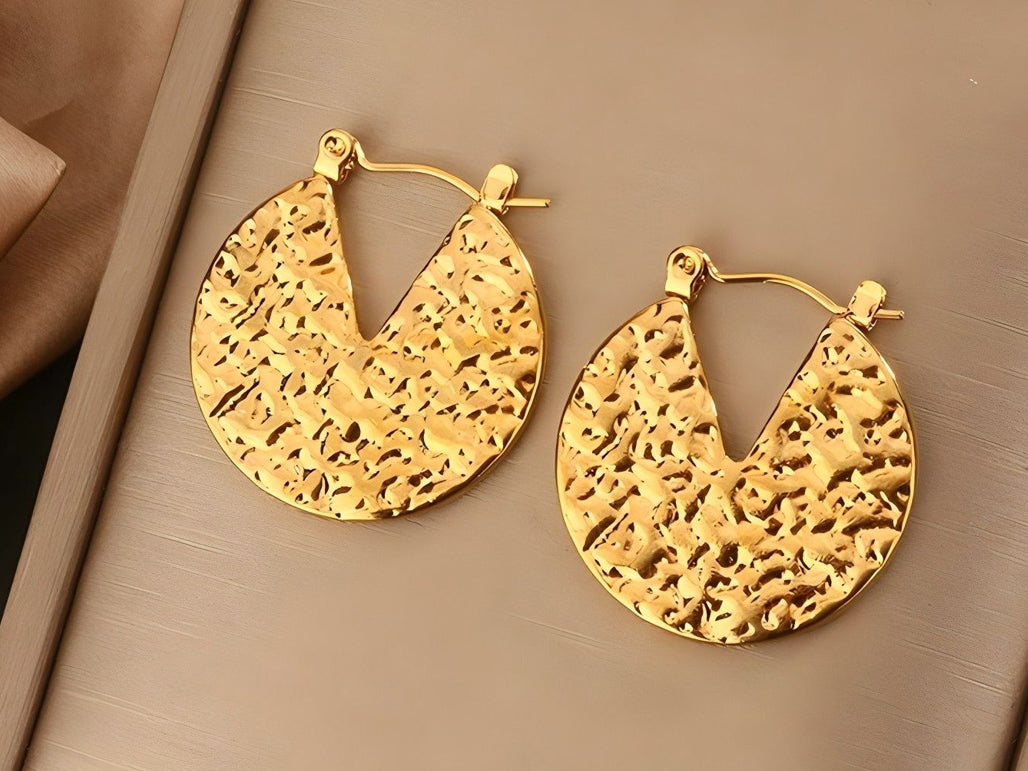 Hammered Gold Hoops