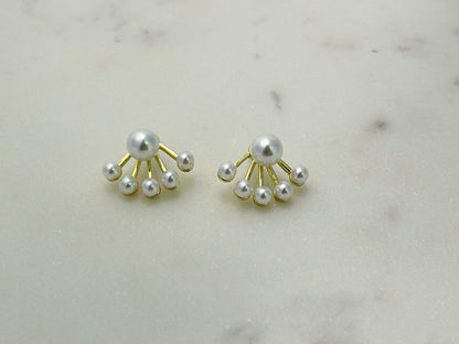 Golden Faux Pearl Studs