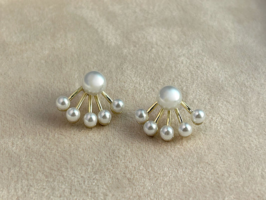 Golden Faux Pearl Studs