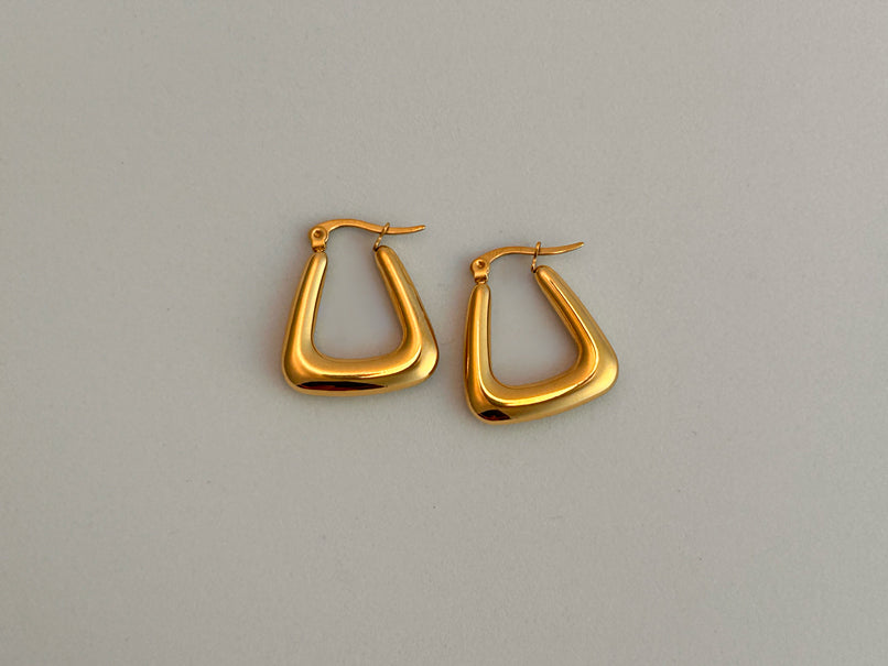 Triangular Chunky Mini Hoop Gold Earrings
