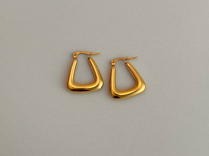 Triangular Chunky Mini Hoop Gold Earrings
