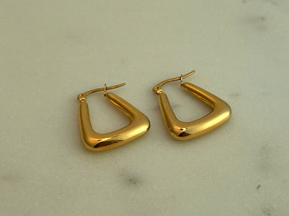 Triangular Chunky Mini Hoop Gold Earrings