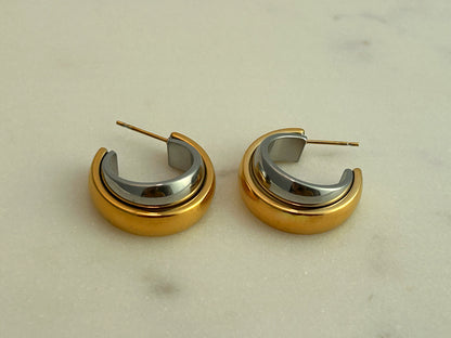 Intersect Double Toned Hoops