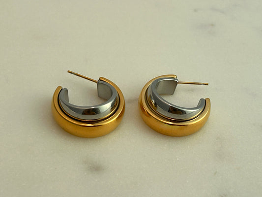 Intersect Double Toned Hoops
