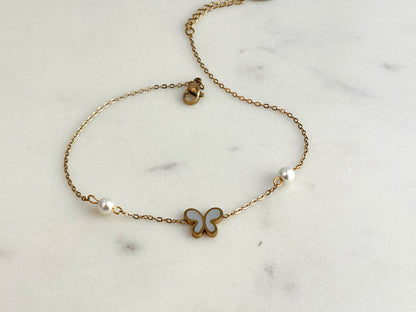 Dewdrop Butterfly Anklet