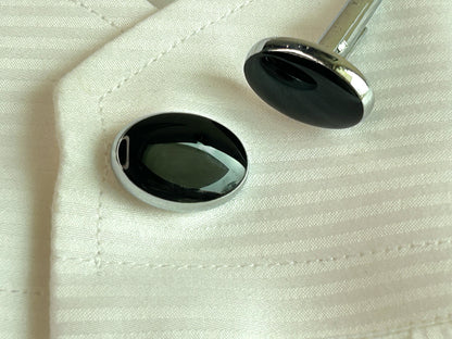 Men’s Black Oval Gloss Cufflinks