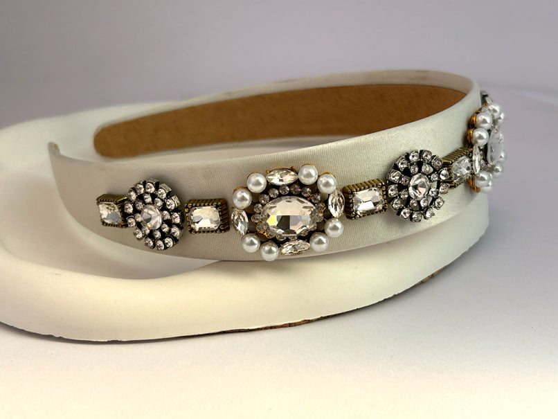 Vintage Glimmer Pearl Band - Off White
