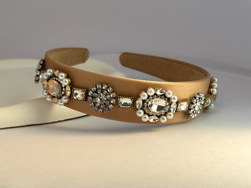 Vintage Glimmer Pearl Band - Brown