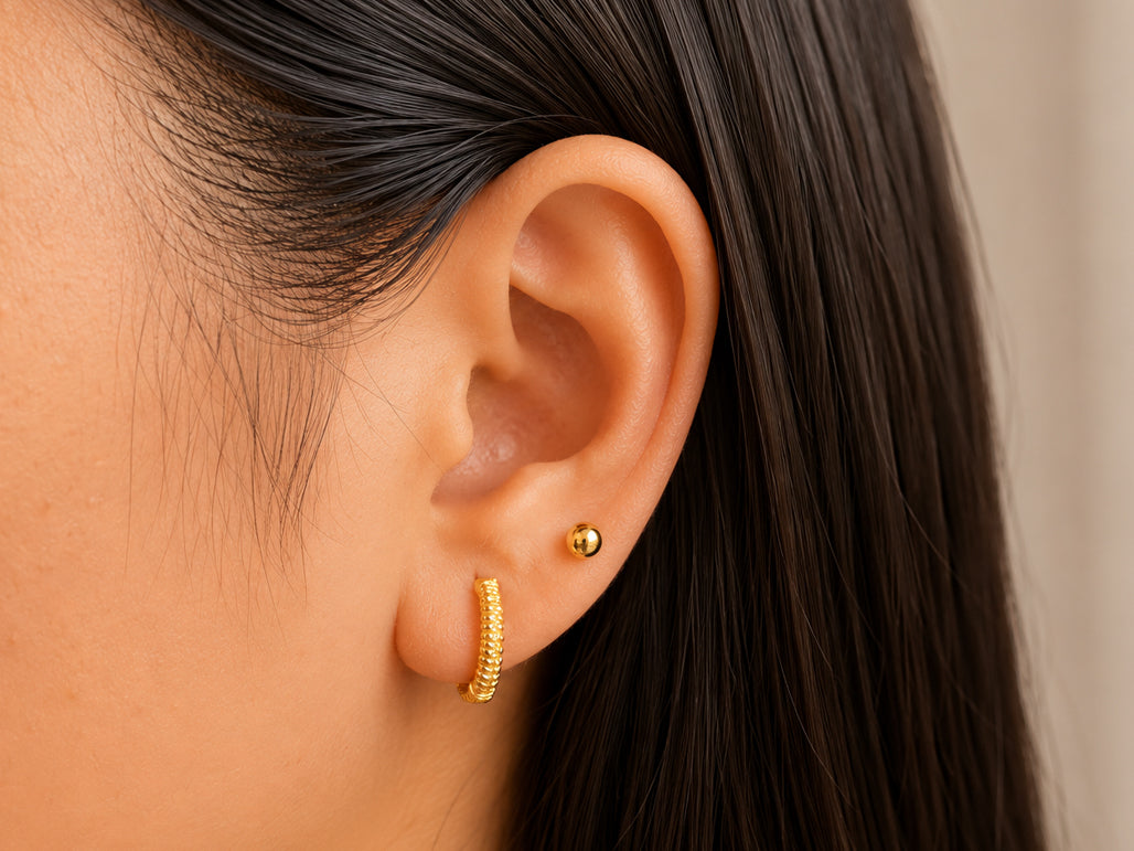 Golden Ripple Hoops