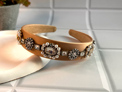 Vintage Glimmer Pearl Band - Brown