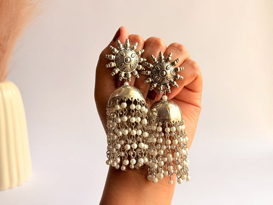 Chandra - Lightweight Oxidised Jhumka