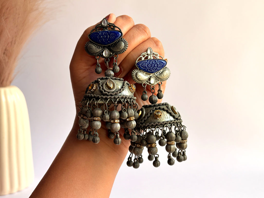 Zeeba - Lightweight Oxidised Jhumka