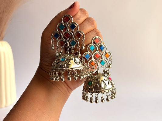 Satrangi - Lightweight Oxidised Jhumka