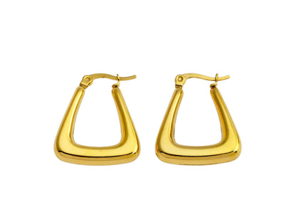 Triangular Chunky Mini Hoop Gold Earrings
